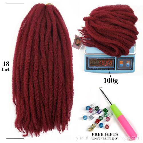 Afro Kinky Marley Braids Hair 18inch Soft Jumbo Crochet Braids Hair Extensions Synthetic Red Long Ombre Marley Twist Hair